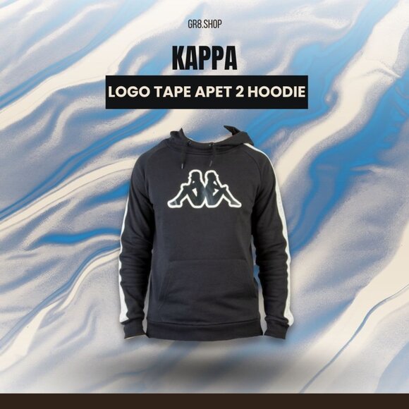 Kappa Logo Tape Apet 2 Hoodie For Boys Size 6Y Black Smoke New With Tag Comforta - Picture 1 of 6